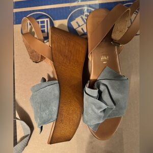 Seychelles Women's Brown and Blue Wedge Sandals